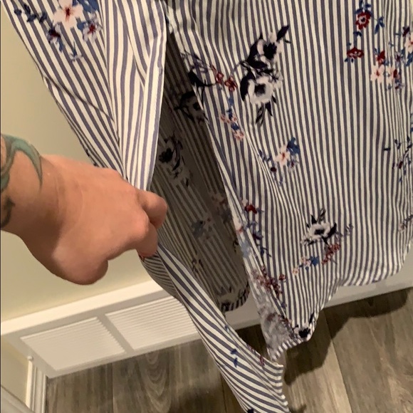 3/$30 Striped floral maxi dress with front slit - Picture 5 of 5